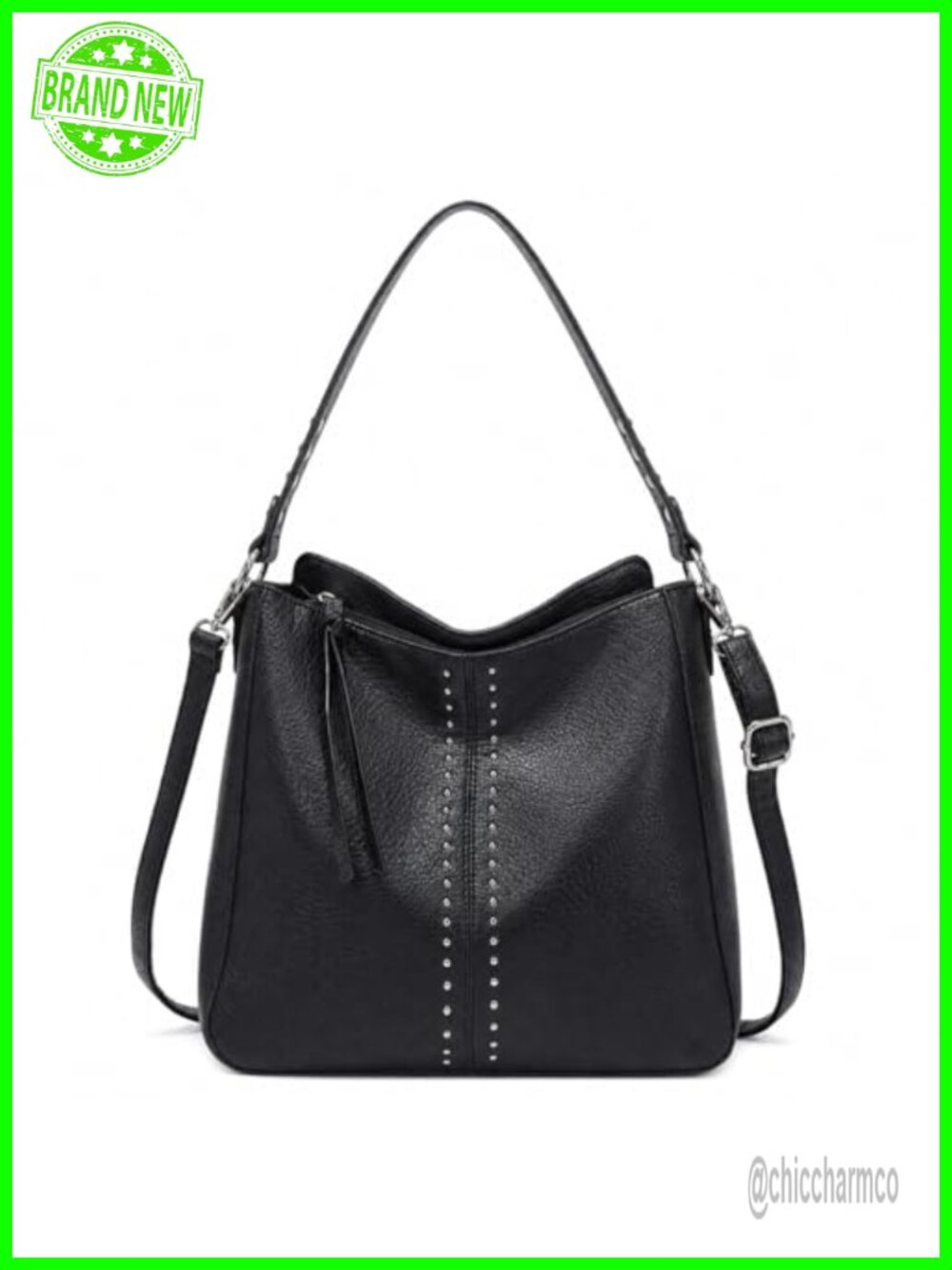 PU Leather Hobo Crossbody Bag Detachable Strap Shoulder Purse